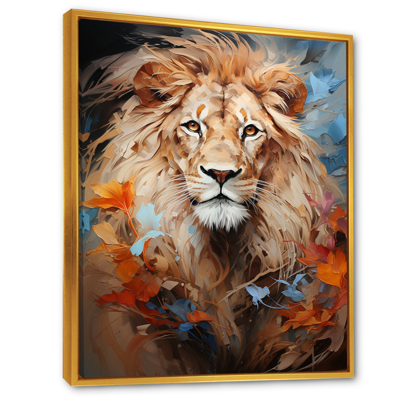 «Eernal Majesty Lion Timless Gaze I», reproduction sur toile, Cadre flottant doré, H 20 po x l 12 po