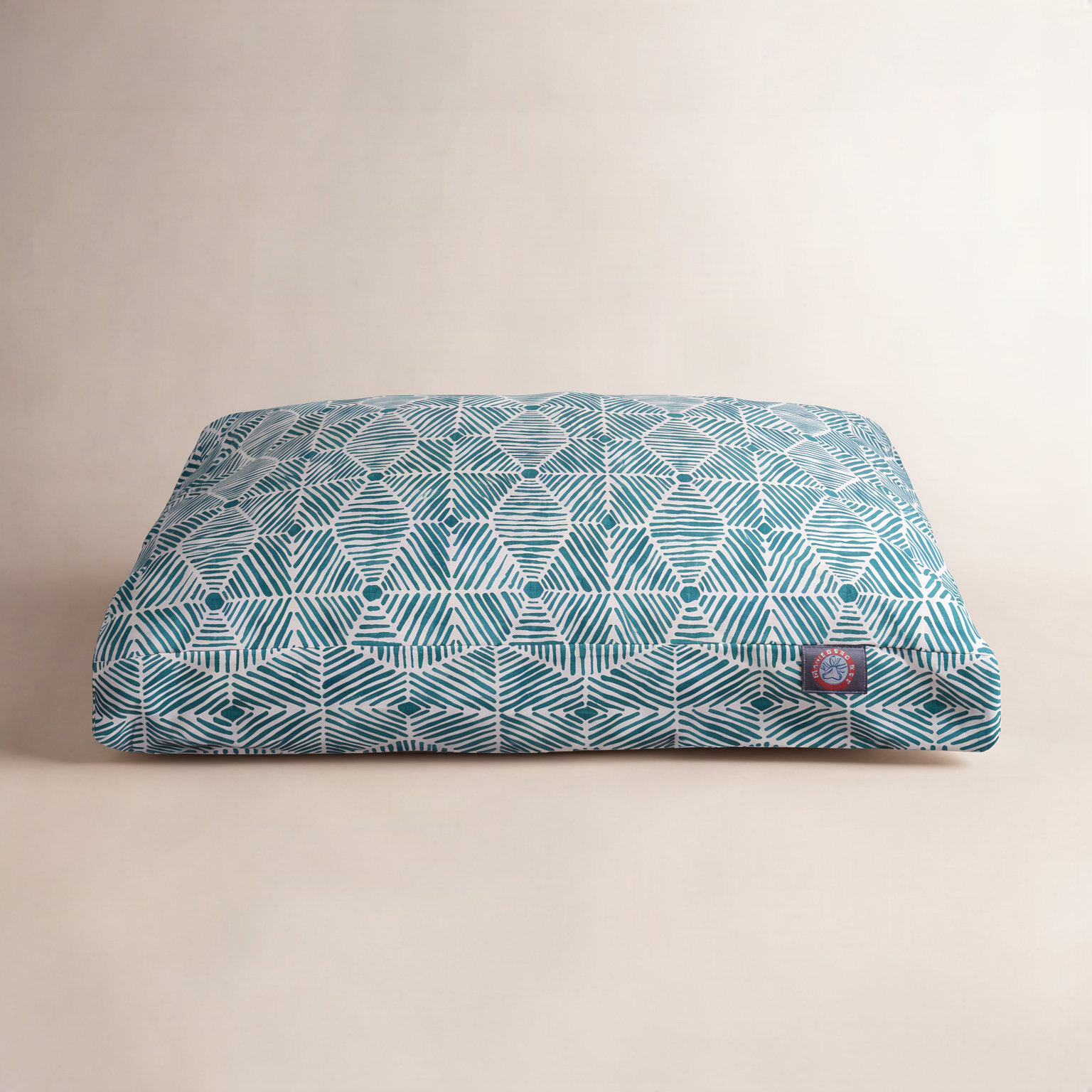 Charlie Orthopedic Geometric Pet Pillow, Emerald, Large (36" W x 44" D x 5" H);
