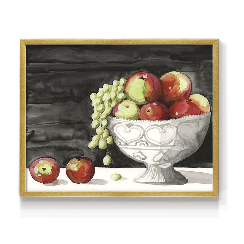 Aquarelle, bol à fruits I - reproduction encadrée - réarmable, H 22 po x l 28 po