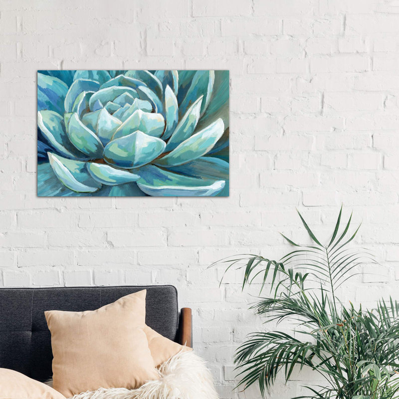 Cerulean Succulent by Nan - Wrapped Canvas Painting, 152.5 cm H x 101.5 cm W