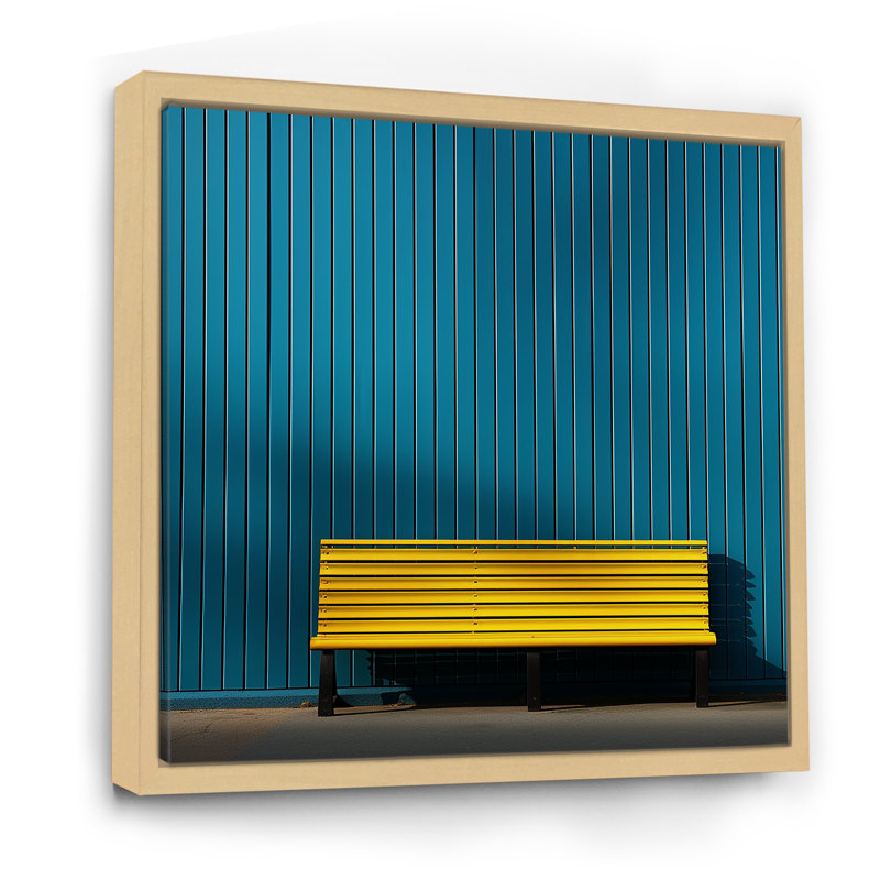 Jaune et bleu ordre linéaire zen II, H 36 po x l 36 po x P 1,5 po, Cadre naturel flottant