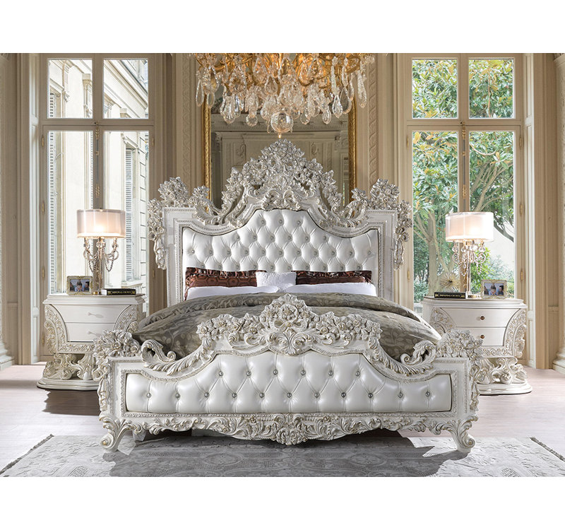 Traditional Luxurious upholstered bed,bed frame,platform bed, King