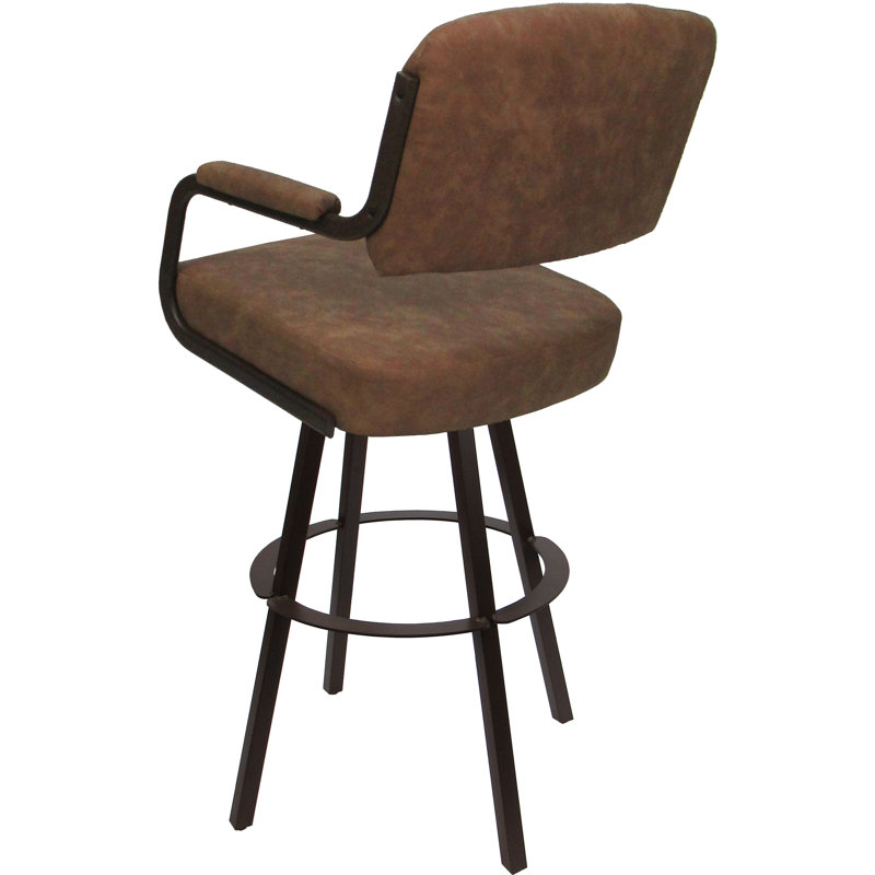 Tabouret de bar pivotant Kambria, Vinyle brun / cadre brun