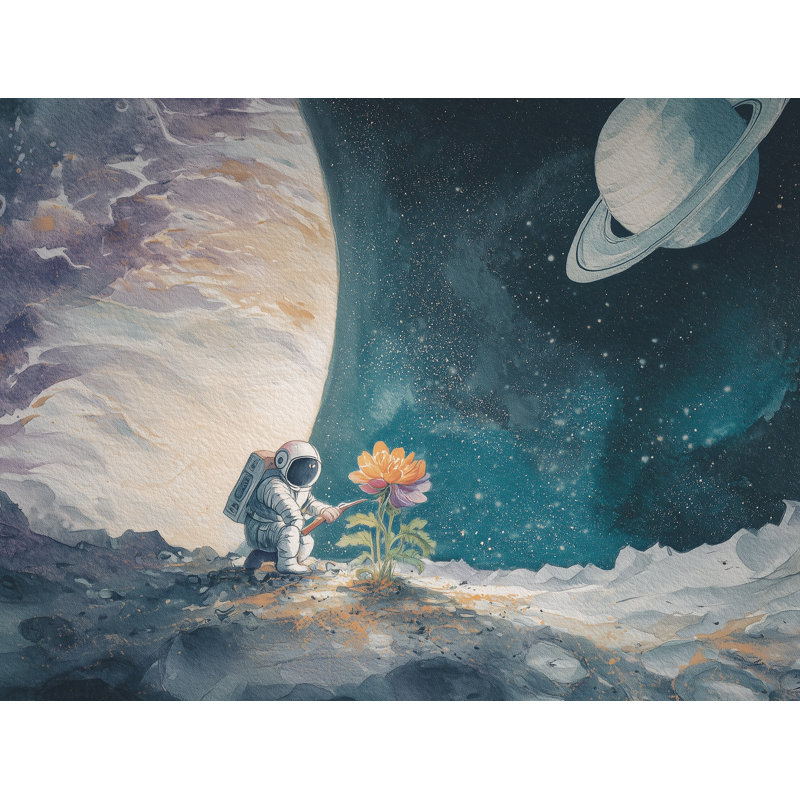Rouleau double de papier peint astronaute amovible, Texturé non collé, 160"x108"