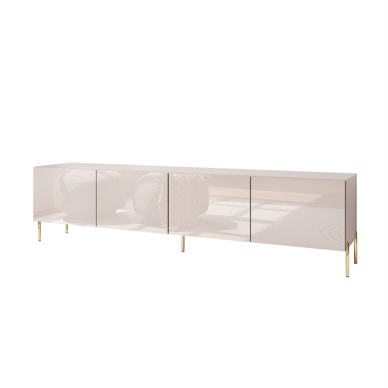 Unfinished TV Stand for TVs up to 58", Cashmire Gloss/Gold