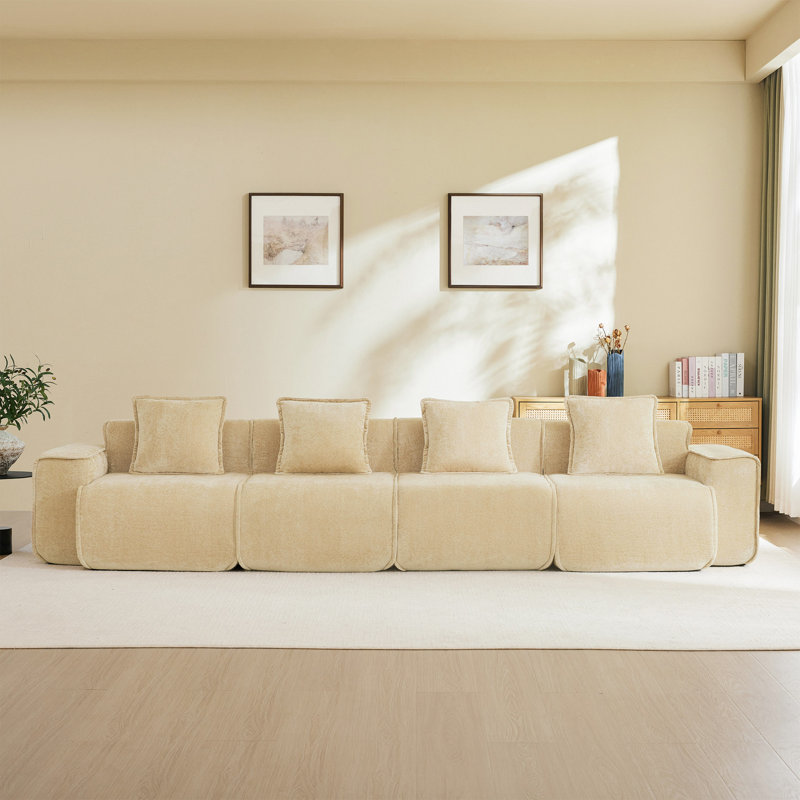 Boneless Harrison LSF&RSF Sofa Velvet, 31.1" H x 138.58" W x 38.2" D, 4, Light Camel