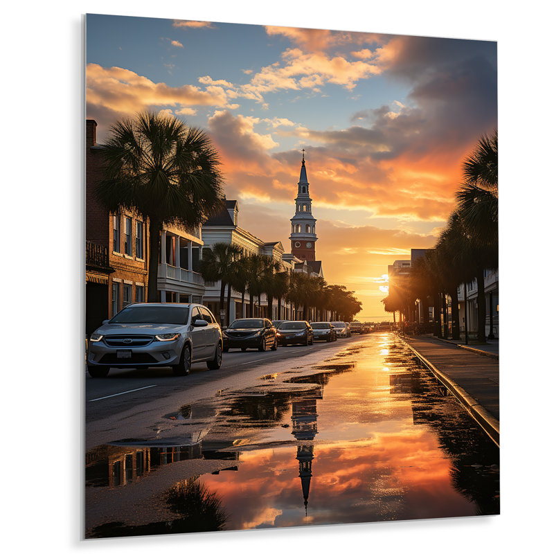 Charleston City pendant le - Charleston, impression d'art mural en métal, H 20 po x l 12 po x P 1 po