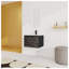 Meuble-lavabo mural 24 po avec lavabo en céramique et meuble-lavabo simple moderne en contreplaqué noir