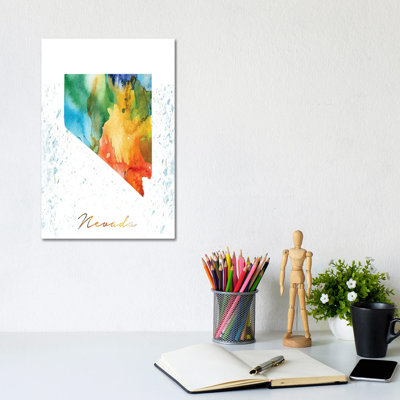 Nevada State Colourful - Wrapped Canvas Print