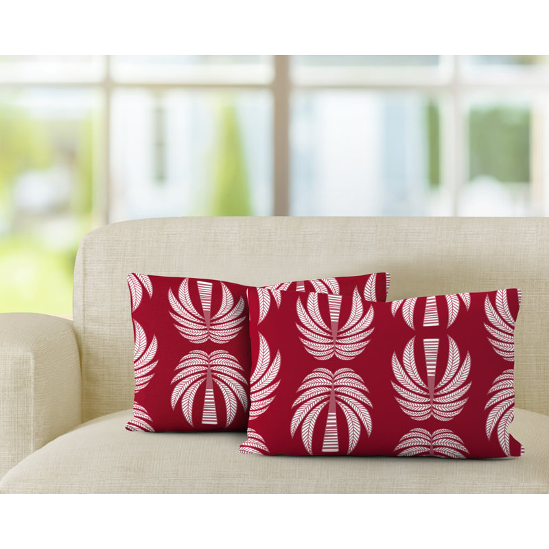 Geometric Outdoor Reversible Throw Pillow, Red