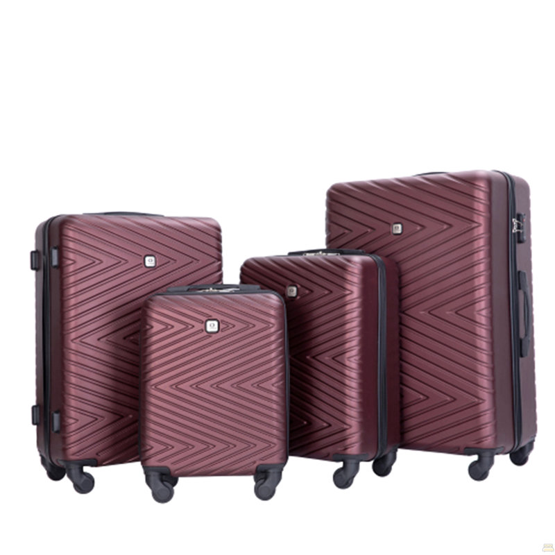 bagages 4 pièces valise légère en ABS avec roues rotatives, 24 pouces et 28 pouces avec verrou TSA, (16/20/24/28) rouge vin