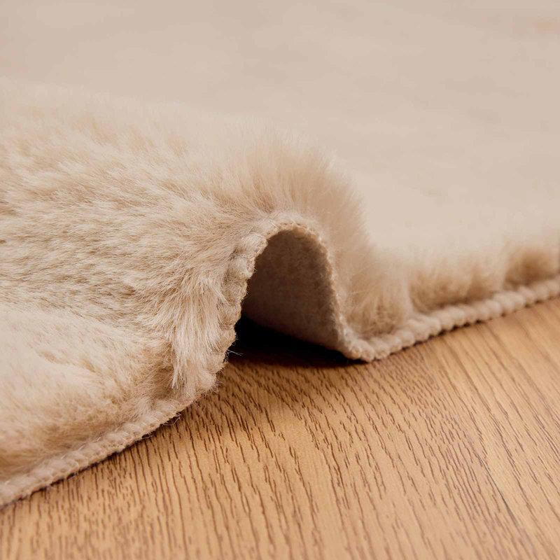  Faux Rabbit Fur Rug Olite Polyester, Square 120 cm, Taupe