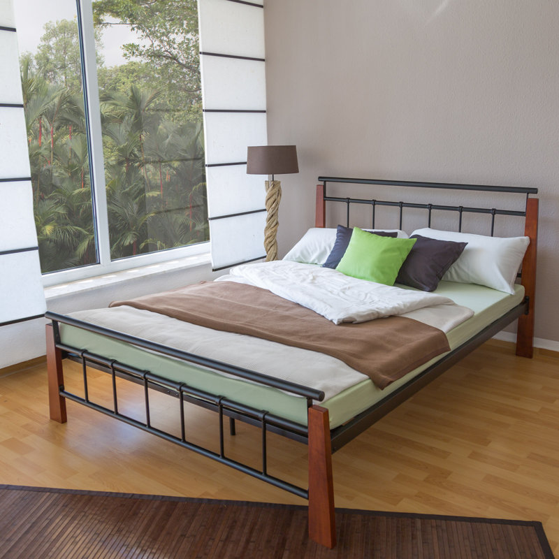 Metallbett Morgantown mit Lattenrost, Brown / Black, European Kingsize (160 x 200 cm)