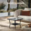 Table d'appoint d'extérieur, table de bout carrée 20 po, table basse avec plateau en verre trempé et rangement, structure en aluminium