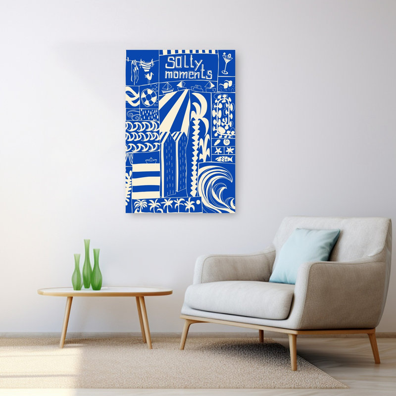 «Salty Summer Moments», impression de palmier abstrait, 48" H x 32" W
