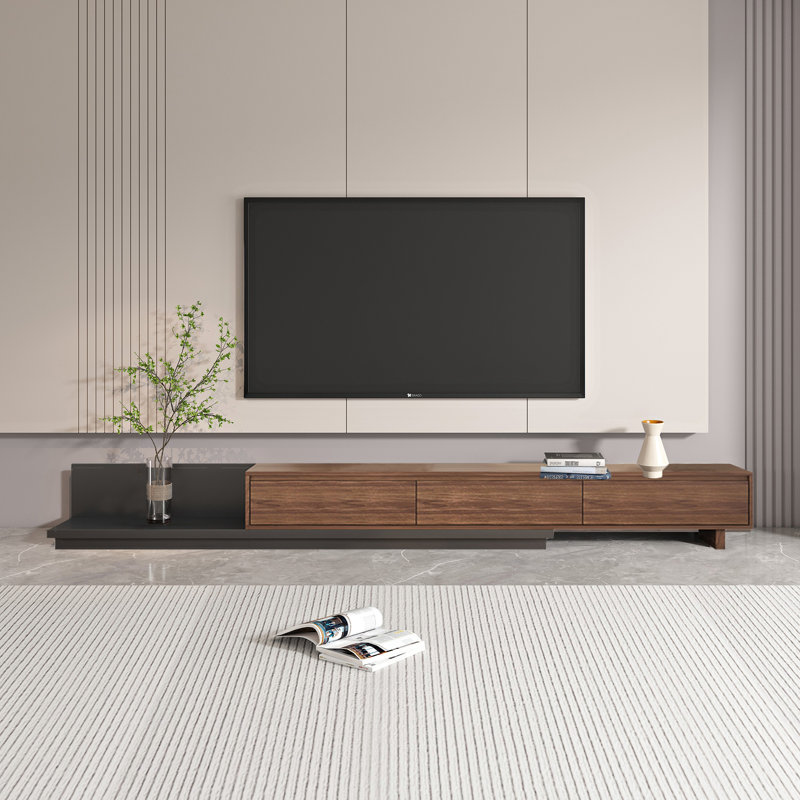 Space-Saving Extendable TV Unit with 3 Drawers | Adjustable 200-330cm | 3 Colour Options: Walnut, Grey, Dark Walnut TV Stand| for Living Room & Bedroom Fast Dispatch From UK Warehouse — 2 Working Days//Deliver within 2-4 working days.