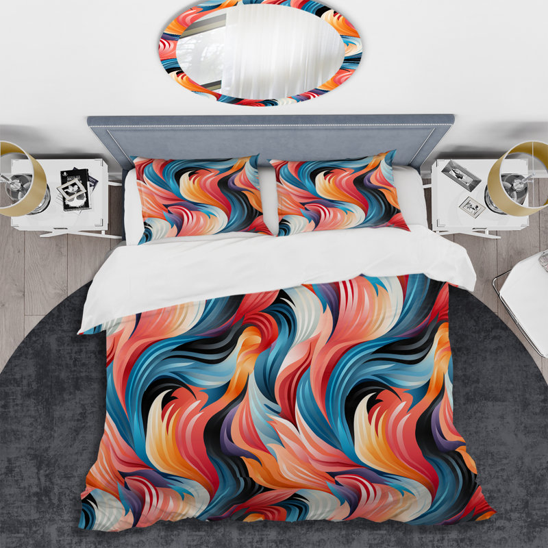 Ensemble de housse de couette Trendy Wave, Housse de couette pour grand lit et 2 taies décor