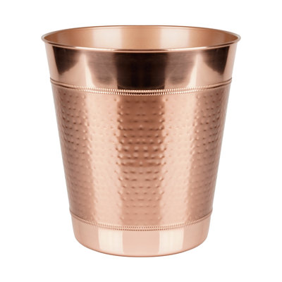 Metal Wastebasket, 7Qt, Copper Finish