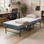 Lit simple pliant noir avec matelas et roulettes verrouillables, lit d'invité en acier avec support à 8 lattes et mousse viscoélastique imprégnée de gel, capacité de poids de 300 lb, avec housse de protection et outils