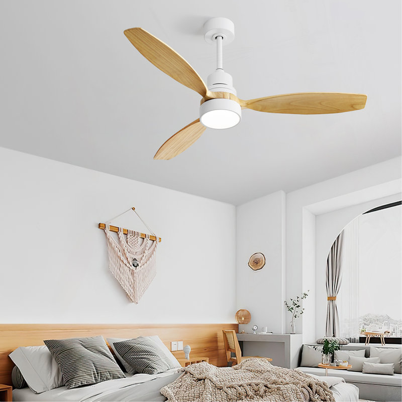 Ventilateur de plafond 52 pouces avec télécommande 6 vitesses réversible pour moteur à courant continu écoénergétique pour chambre à coucher