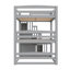 Lit superposé triple pleine grandeur avec escalier de rangement, conception séparée, gris-1694397535