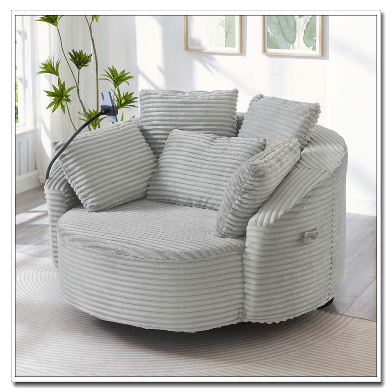 Fauteuil demi-tonneau pivotant à 360 °, Gris clair