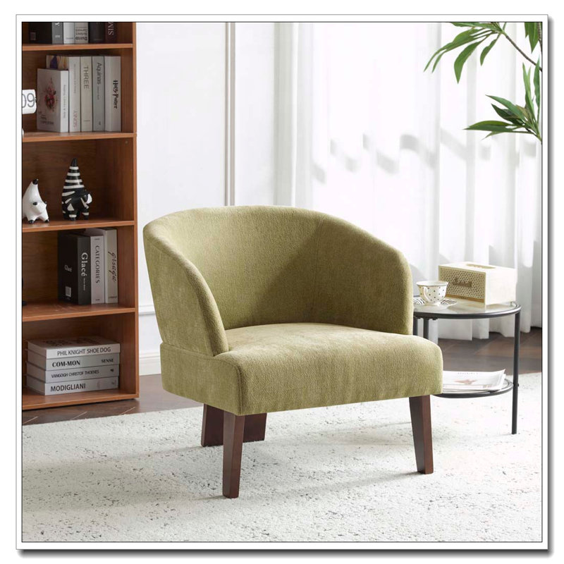 Chaise d'appoint avec dossier rond et pieds en bois, Vert