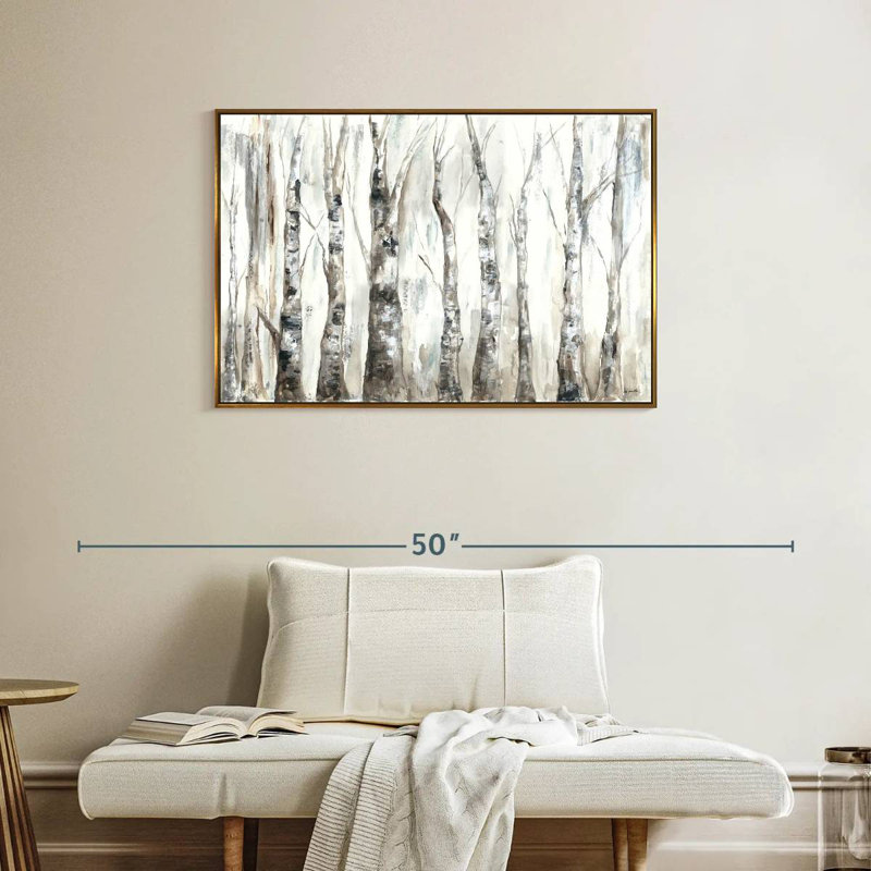 Winter Aspen Trunks - neutre, Cadre flottant doré, 37 po x 25 po