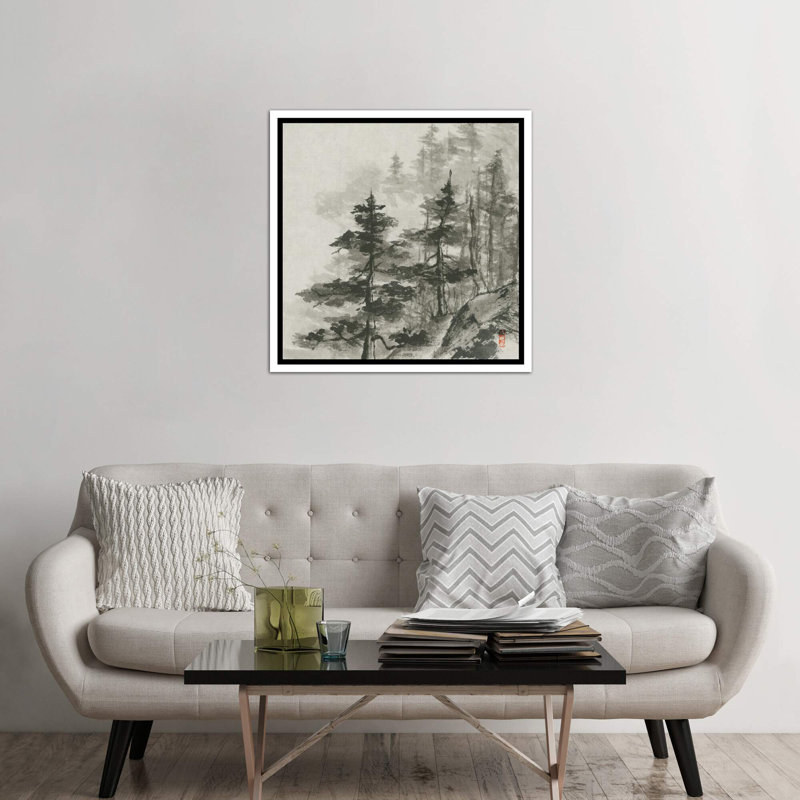 «Sumi Treetops» par Chris Paschke - reproduction d'art, Toile blanche encadrée, H 18 po x l 18 po x 1,5 po