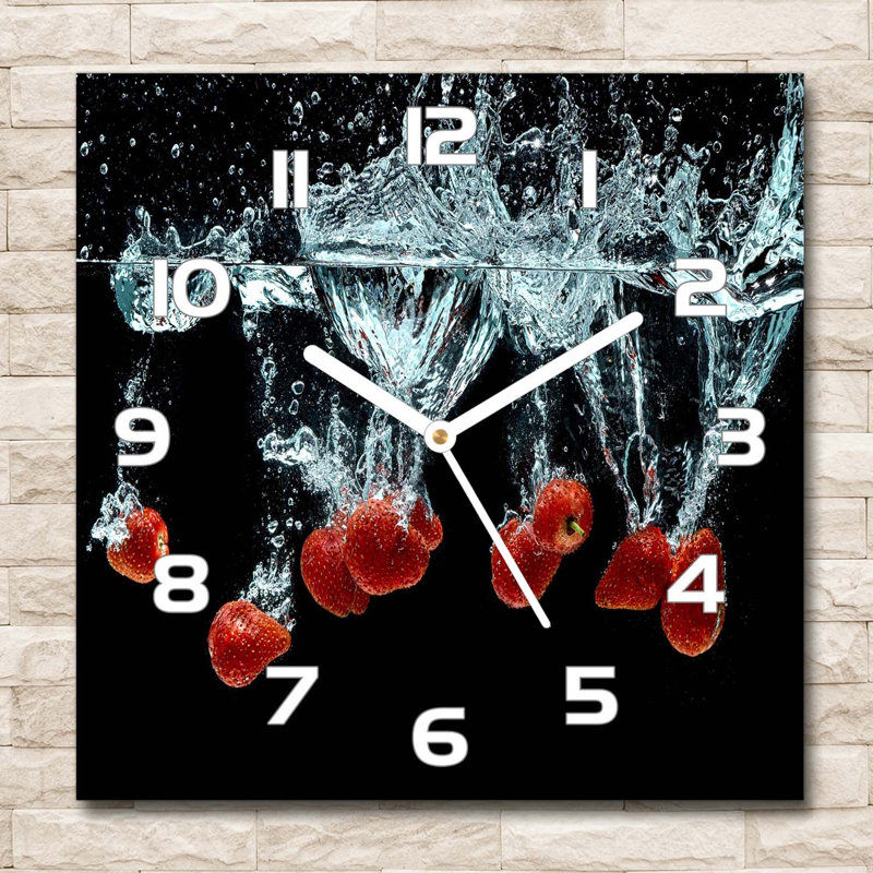 Harolda Glass Wall Clock, White/Black/Red
