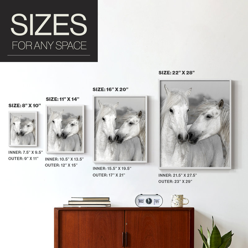 Affection I Framed Print - Solid Wood, White, 20" H x 16" W