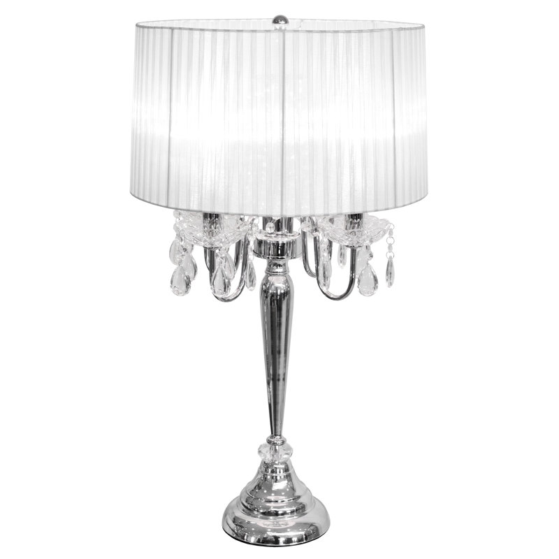Laurent 76cm Table Lamp, White, Silver