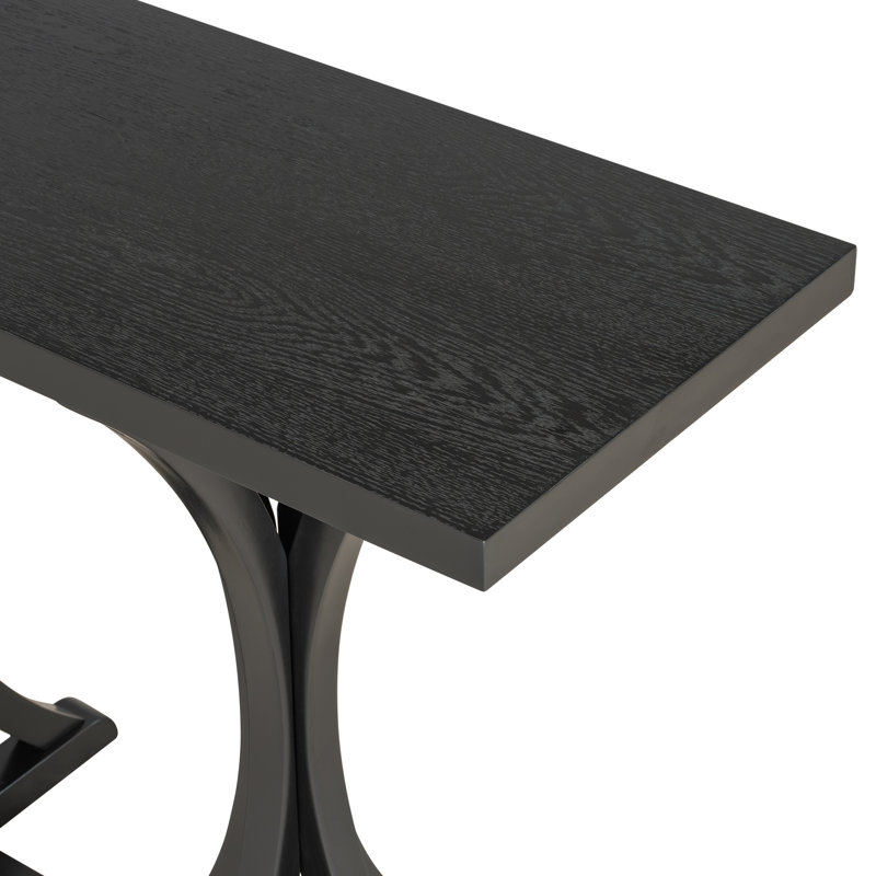 Jonesboro Console Table With Oak Veneer Top And Rubberwood Legs, Black