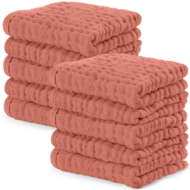 Comfy Cubs Muslin Baby Washcloths - Soft 6-Layer Cotton Wash Cloths for Sensitive Skin - 10"x10" Large, Gentle, Absorbent Infant Essentials