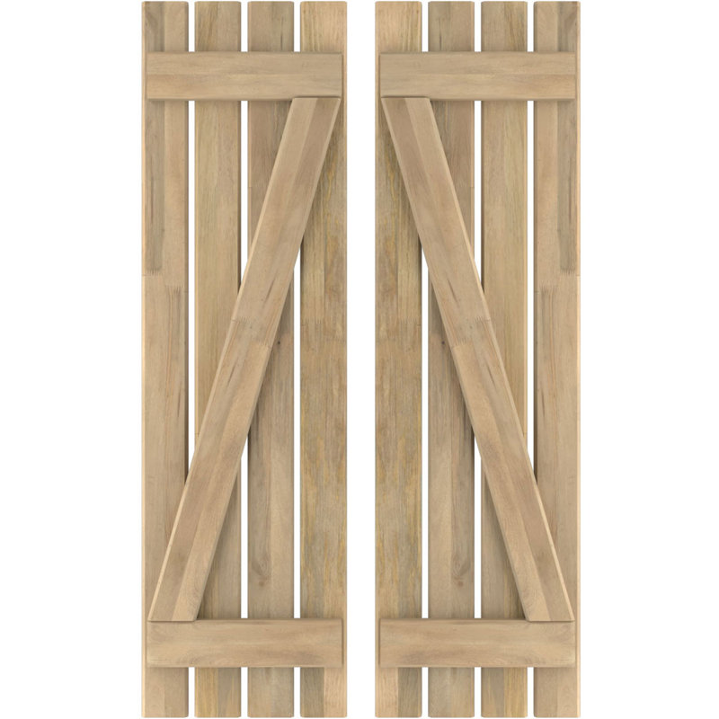 Volets de planche-n-lattes avec barre en Z (par paire) Americraft (2 lattes), Rouge feu, 15 1/2", 61"