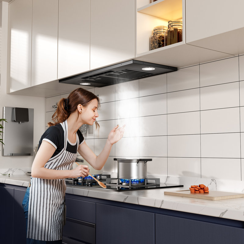 Hotte de cuisine encastrable convertible 900 CFM en acier inoxydable avec commande à 4 vitesses et bouton, 36" 