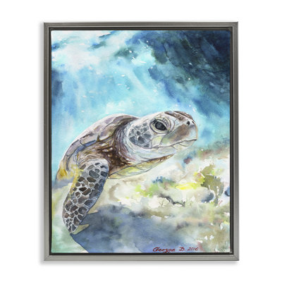 «Sea Turtle Ocean», aquarelle encadrée par George Dyachenko