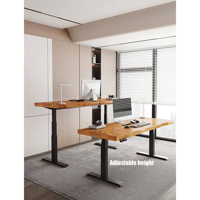 Bureau debout électrique en bois massif, H 26,4 po x l 55,1 po x P 27,6 po