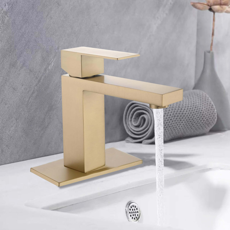 Single Handle Bathroom Faucet Lavatory Faucet Stainless Steel Single Hole, Brushed Gold