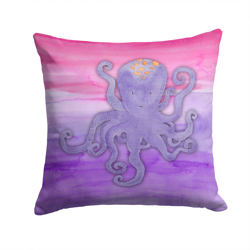 Coussin intérieur/extérieur en aquarelle octopus, 14 po x 14 po