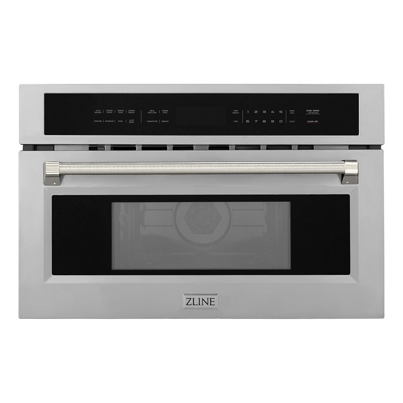 ZLINE Autograph 30 in. Microwave Oven in Stainless Steel and Polished Nickel Helix Handle, Polished Nickel