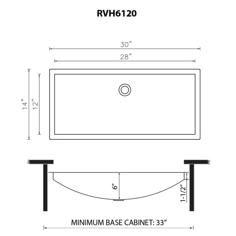 Ruvati 30 x 14 inch Brushed Gold Polished Brass Rectangular Bathroom Sink Undermount