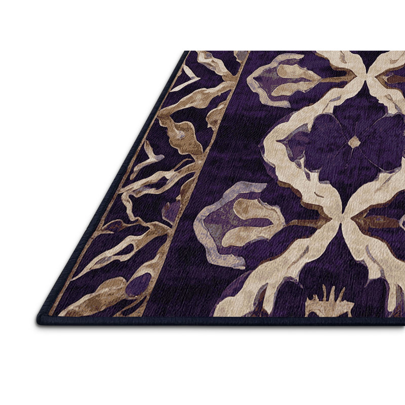 Machine Washable Purple Area Rug, Runner 2' x 4'