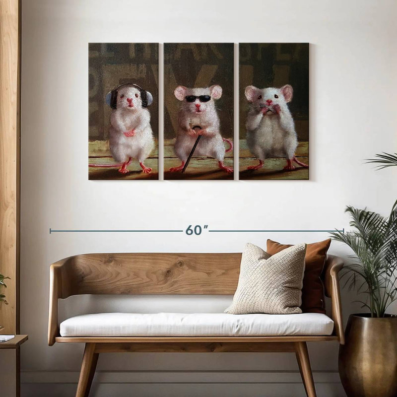 Ketti Three Wise Mice, 28" H x 45" W
