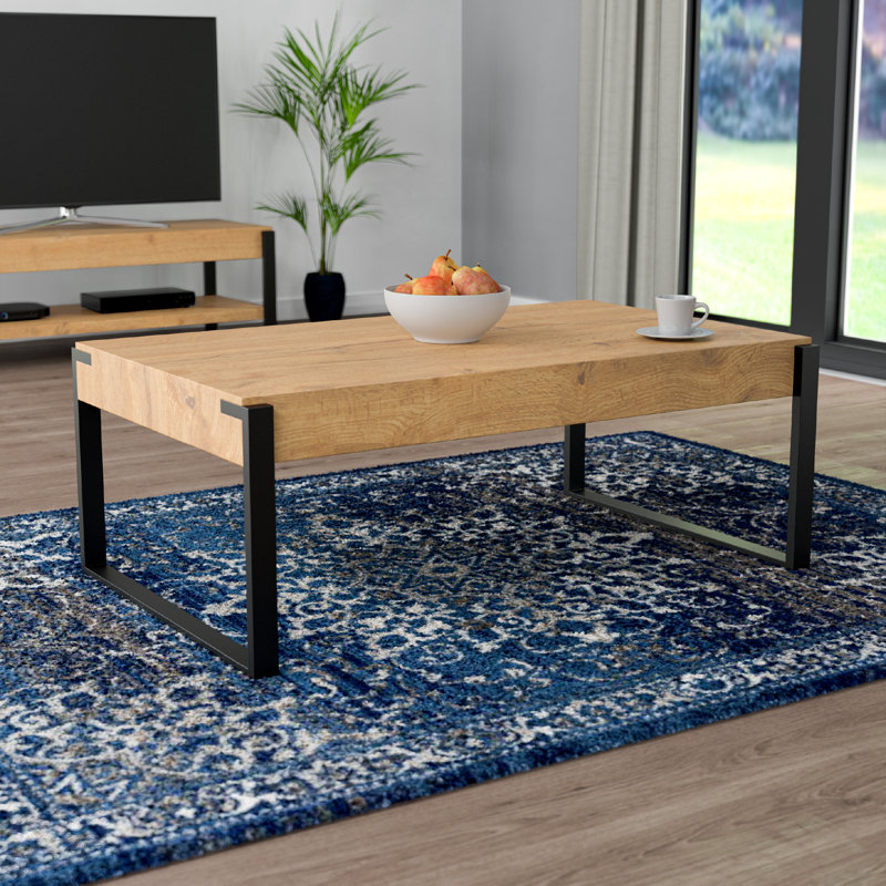 Norris Sled Coffee Table, Rustic Light Wood