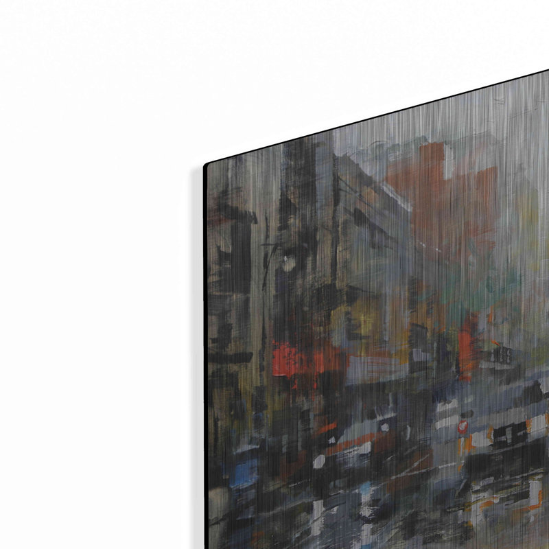 «Montreal Rain» par Mark Lague - peinture sur métal sans cadre, H 12 po x l 16 po x P 0,13 po