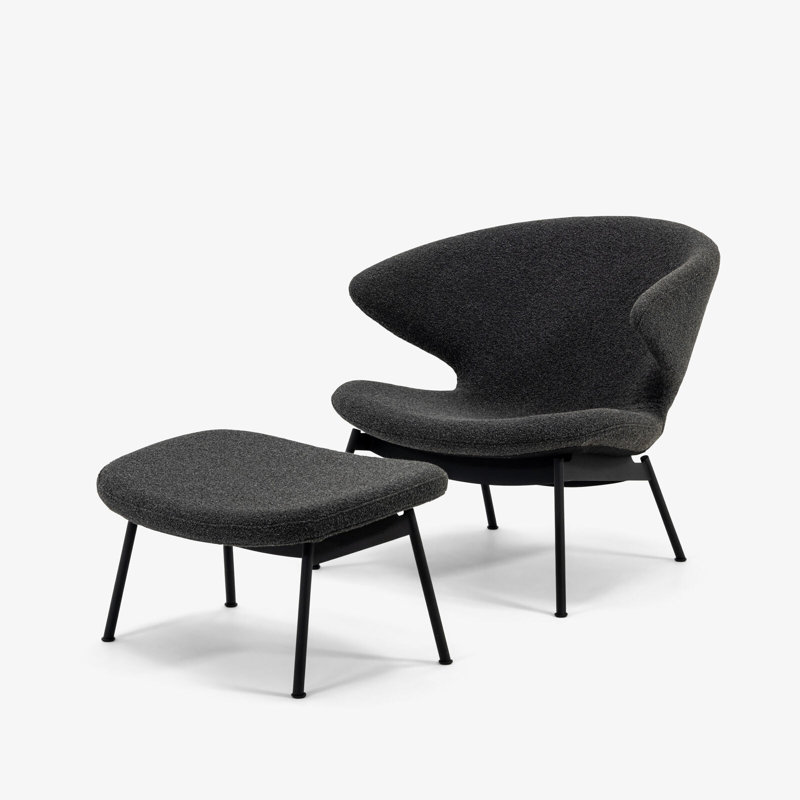Ella Lounge Chair, Black, Slate Boucle