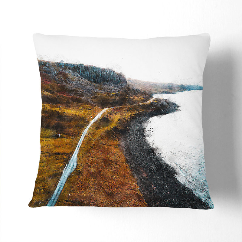 Coast of Isle of Skye in Scotland Cushion with Filling, 55cm H x 55cm W x 20cm D, Black