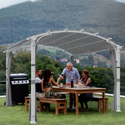 11 Ft. W x 11 Ft. D Steel Pergola with PVC-Coated Polyester Canopy