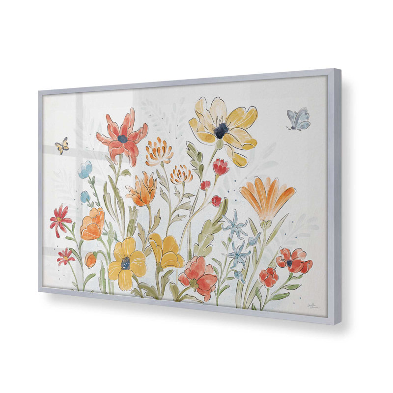 «Garden Melody In Bloom», H 13,25 po x l 13,25 po, Cadre en chrome poli